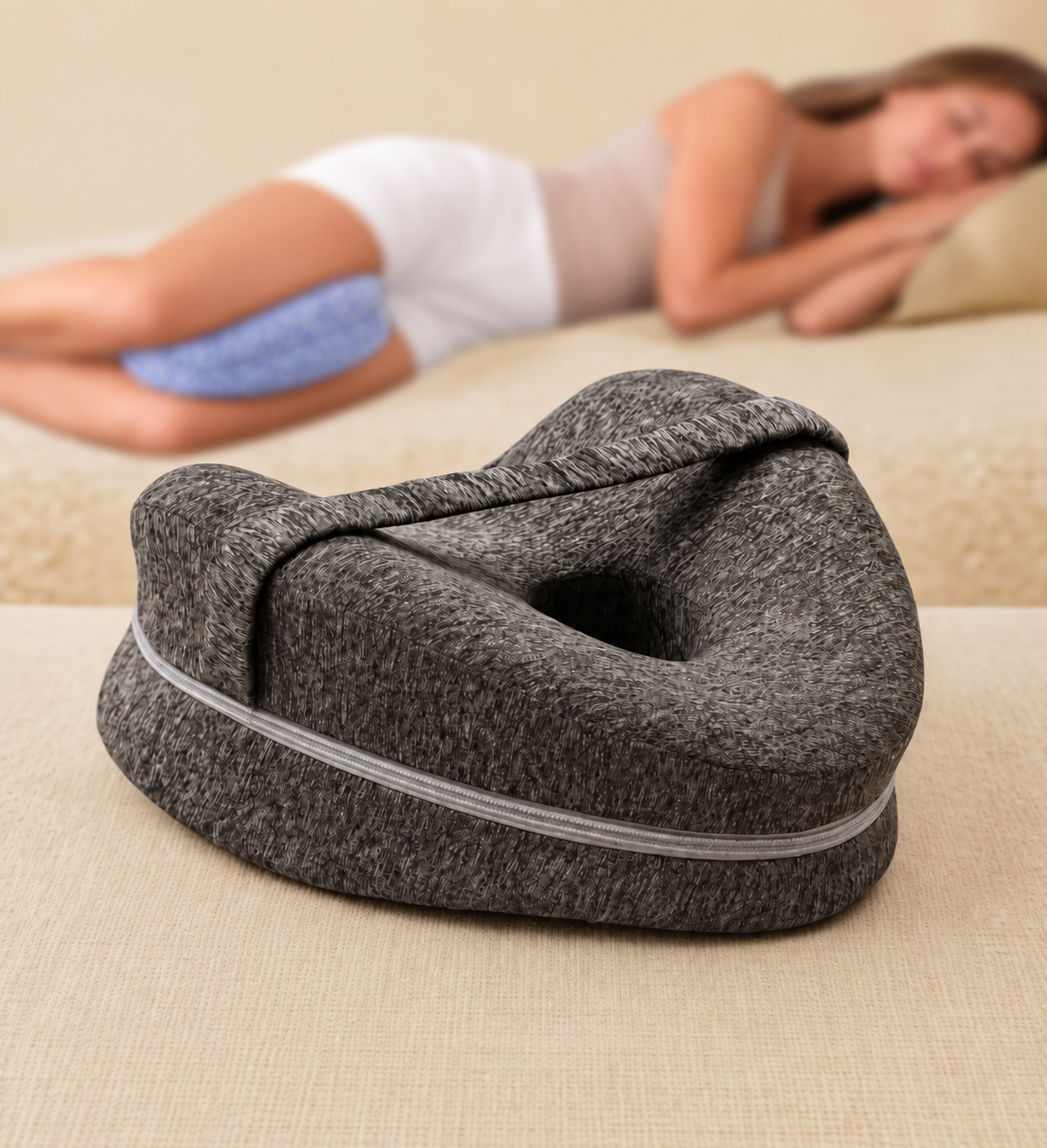 Almofada Ergonómica para Joelhos — Conforto Durante o Sono