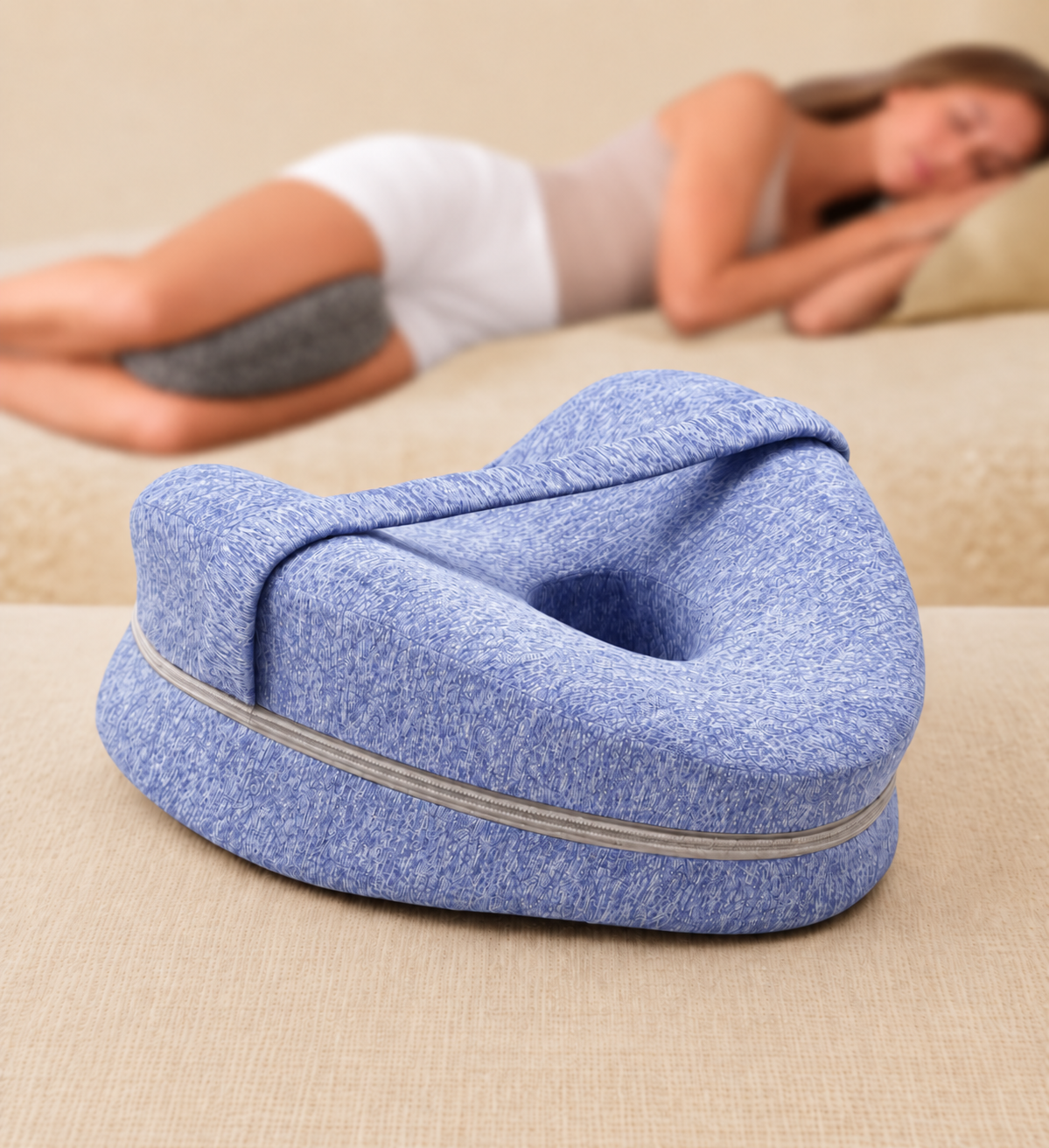 Almofada Ergonómica para Joelhos — Conforto Durante o Sono
